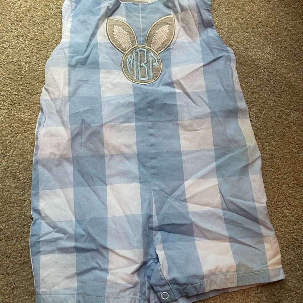 Blue Checkered Jon Jon embroidered MPB